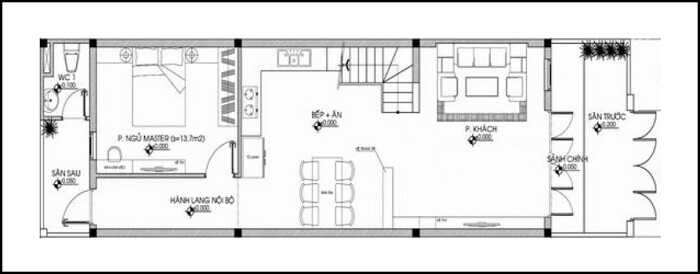 mẫu nhà cấp 4 gác lửng mặt tiền 5m