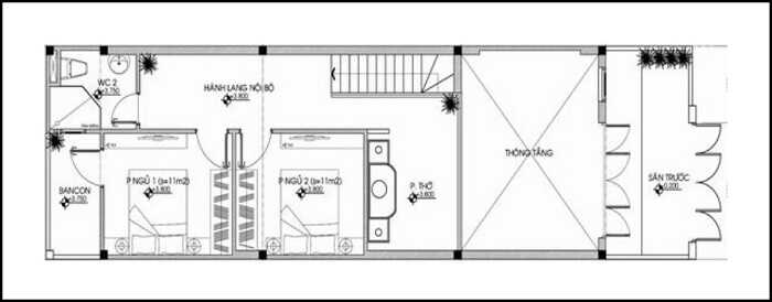 mẫu nhà cấp 4 gác lửng mặt tiền 5m