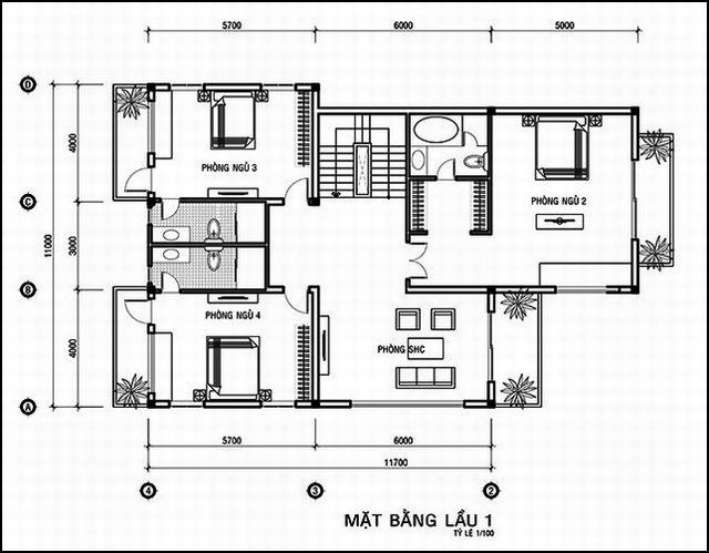 Thiết kế tầng 2 biệt thự tân cổ điển với 3 phòng ngủ rộng rãi