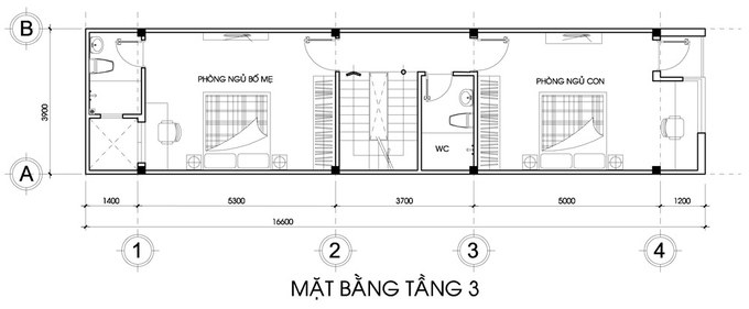 mẫu nhà ống 3 tầng 70m2