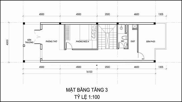 mẫu nhà ống 3 tầng 70m2