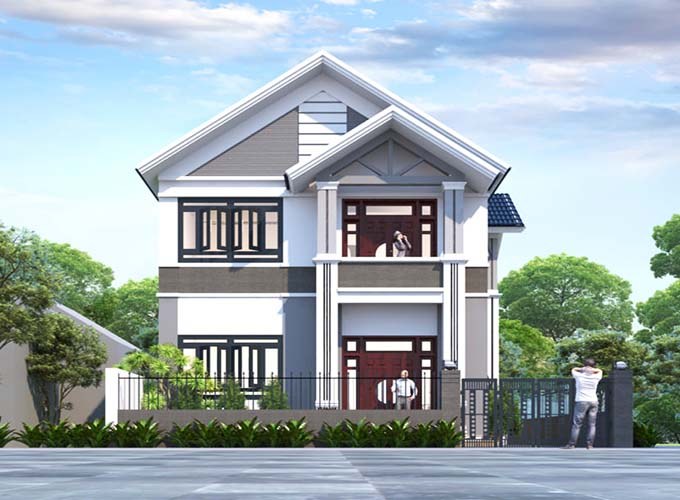 mẫu nhà 2 tầng 8x15m